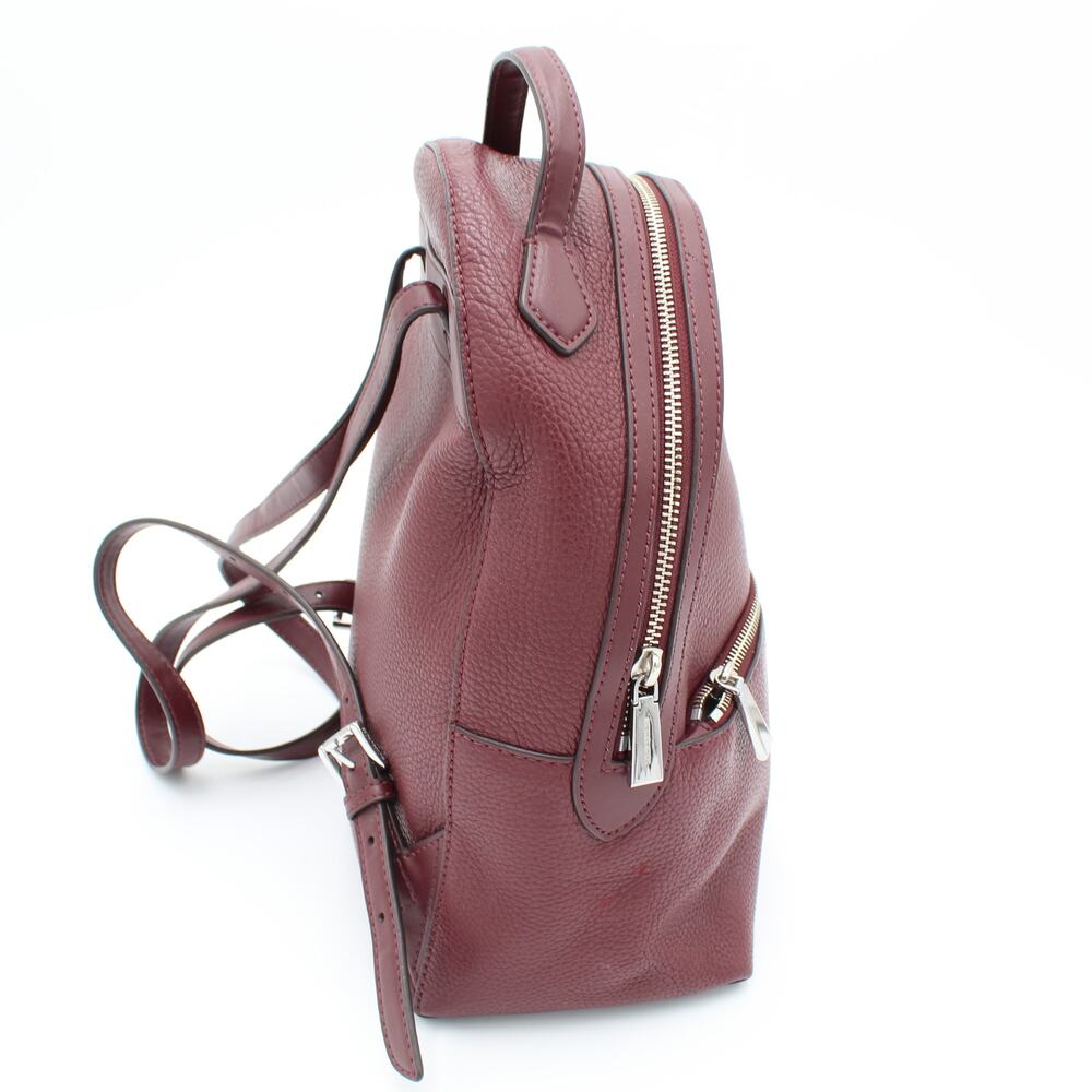 Michael Kors Leather Backpack Purse Womens Red Pebbled Zips Travel Bag Valerie - Picture 4 of 11